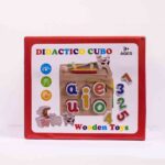 CUBO DE MADERA CON NÚMEROS, FORMAS, VOCALES Y ANIMALES